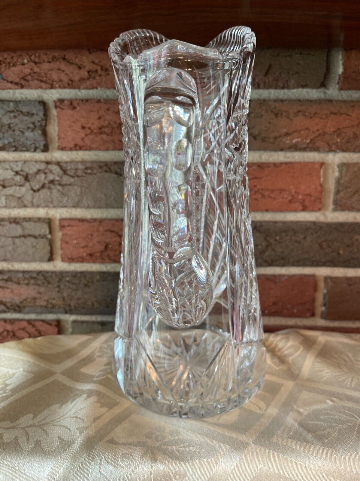 Large Antique American Brilliant Cut Glass Pitcher – 10 1/2” – 5 Pounds –