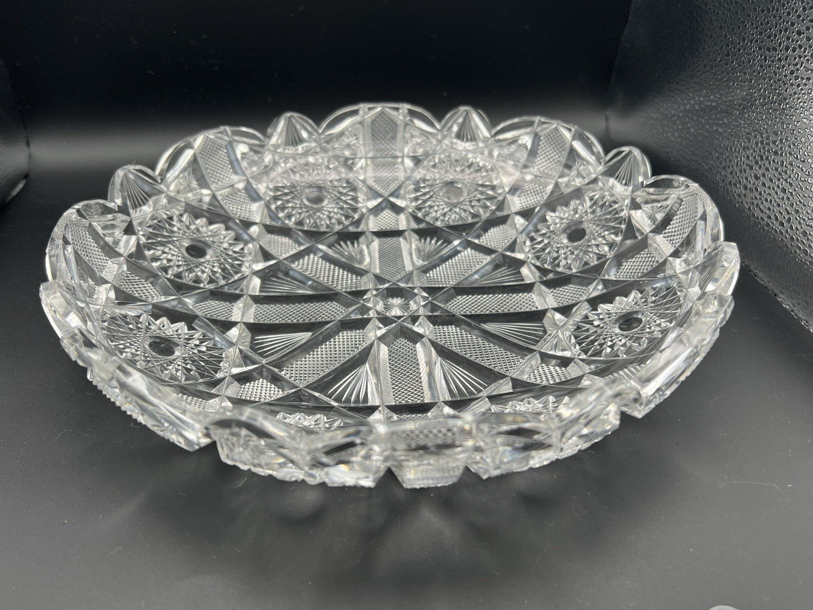 10-1/4” Rochester Glass Co. / HC Fry American Brilliant ABP Cut Crystal Low Bowl