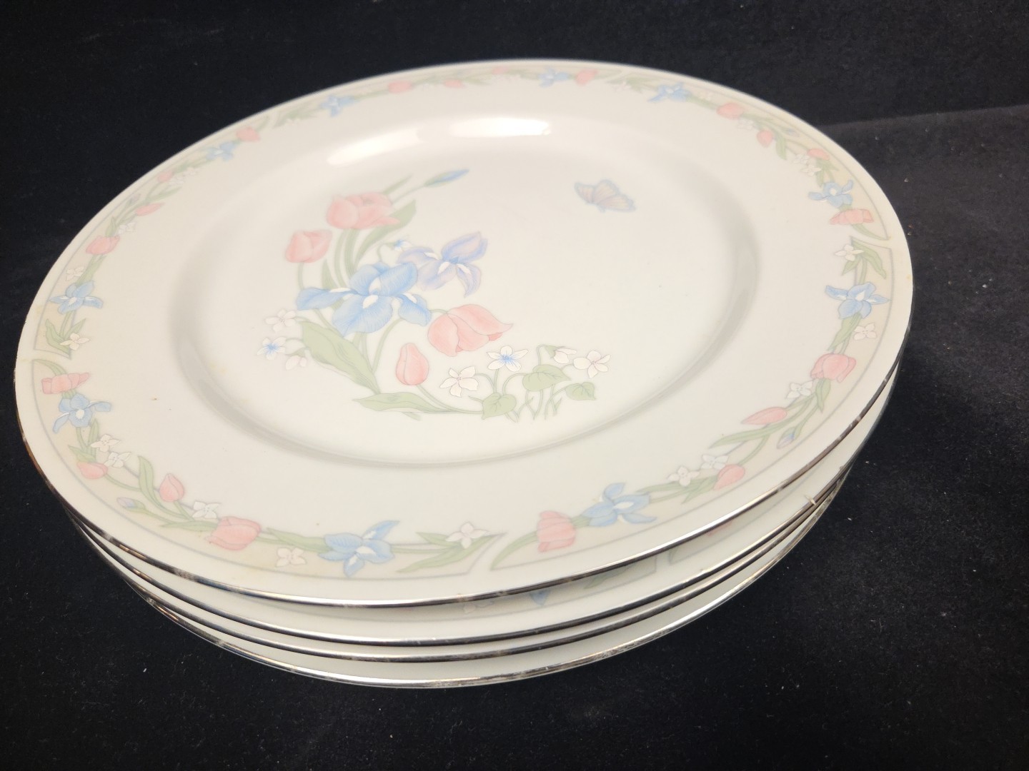 Center Stage By Excel Illusions Floral Border Center Dinner Plate 10.5″ Set of 4