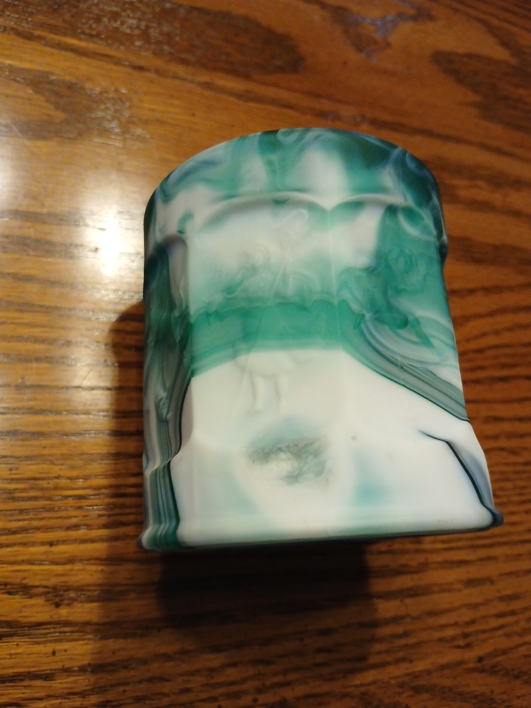 IMPERIAL GLASS Storybook Deep Green Slag Child’s Mug Cup Vintage – Nice!