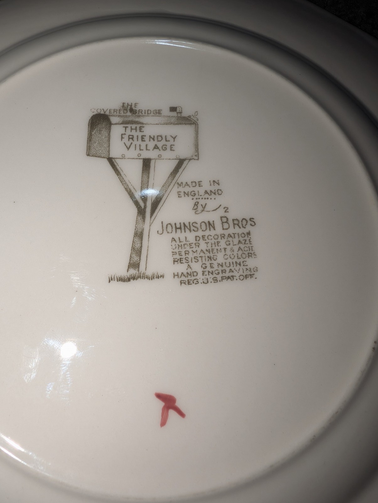 JOHNSON BROS SALAD PLATE – FRIENDLY VILLAGE “THE COVERED BRIDGE” SQUARE