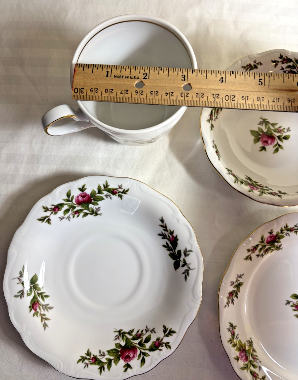 Johann Haviland Moss Rose fine china teacup and saucer 4 piece set