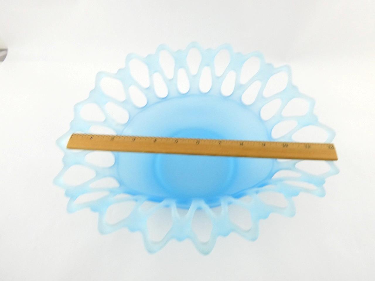 Westmoreland Doric Blue Frosted Satin Glass Centerpiece Bowl 12.75 Inches