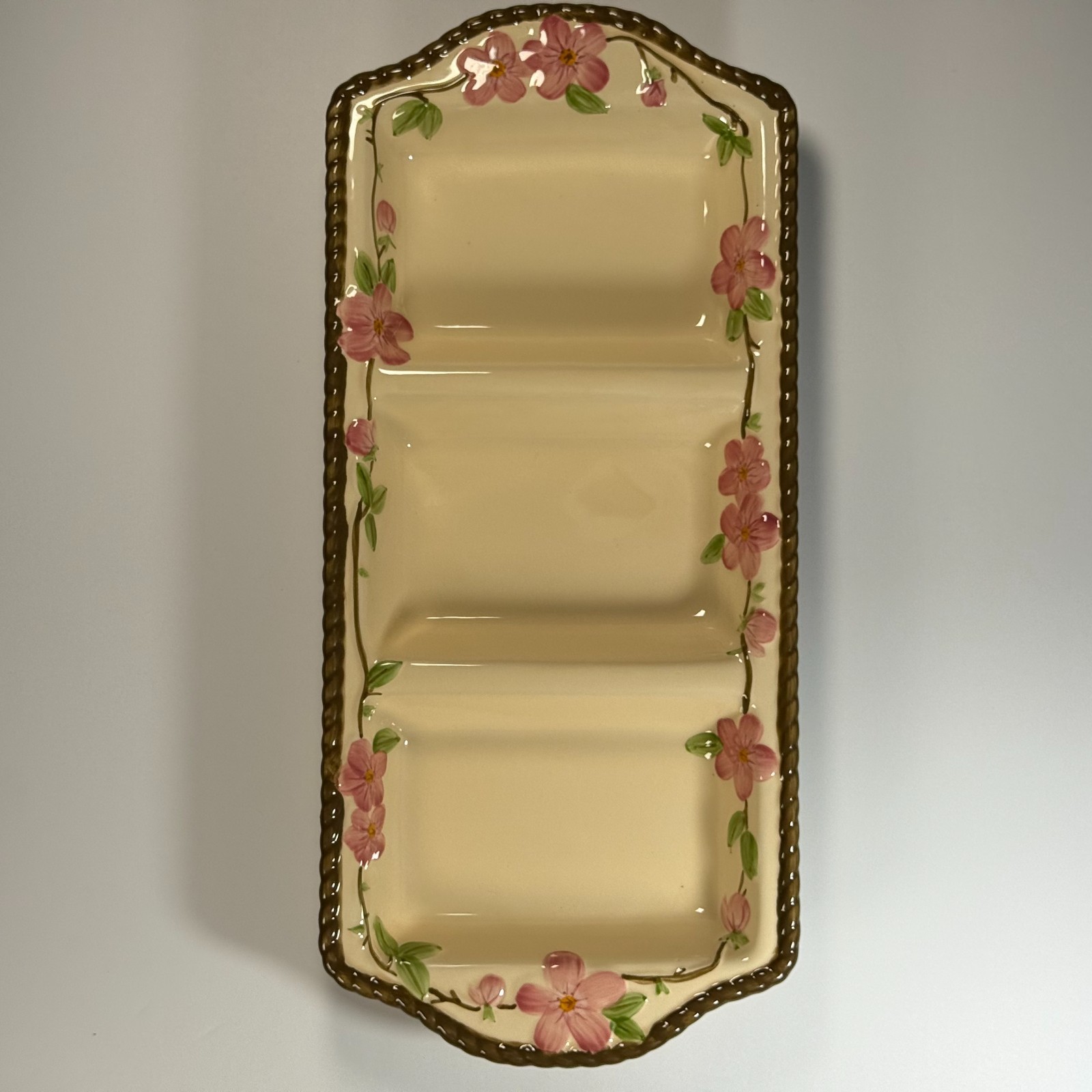 Franciscan Desert Rose 15.5” Divided Serving Dish 3 Section Tray w/ Sticker