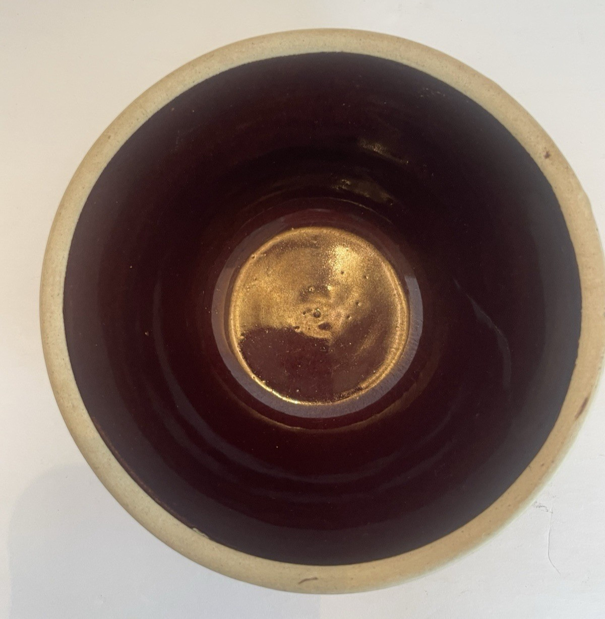 Vintage – Lt & Dk Blue & Burgundy Stoneware Set of 3 Bowls – 5, 5 1/8, 5 1/4 Dia