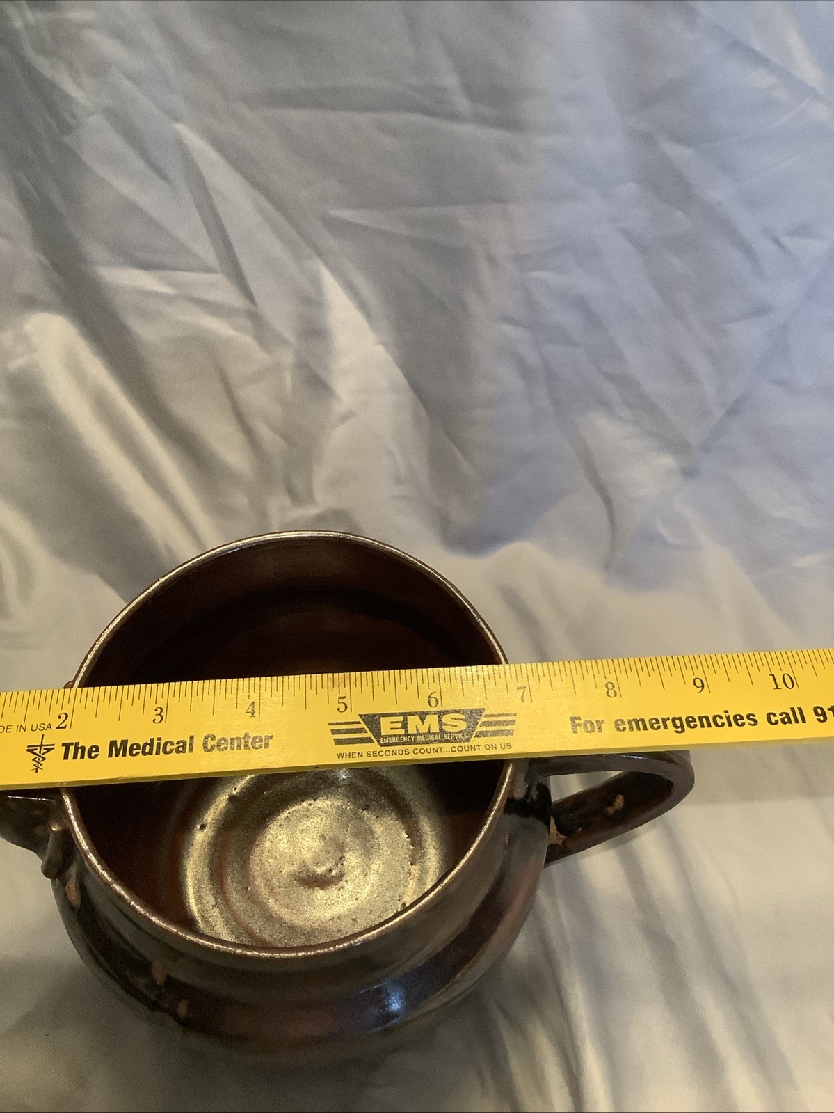 Vintage 1994 Signed Studio Pottery Creamer Pitcher Metallic Brown Stoneware DK