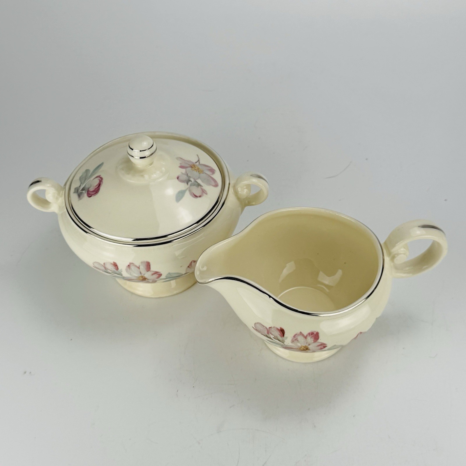 Vintage Taylor Smith Taylor 9378 Creamer Covered Sugar Bowl Floral TS&T