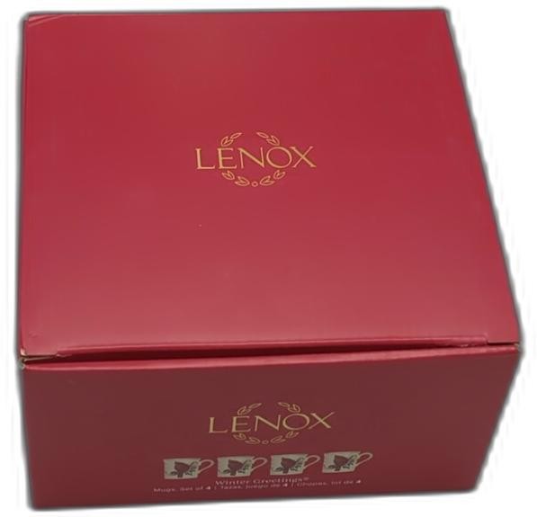 Lenox 897092 Winter Greetings Mugs, Set Of 4, Red & Green, Christmas Drinkware