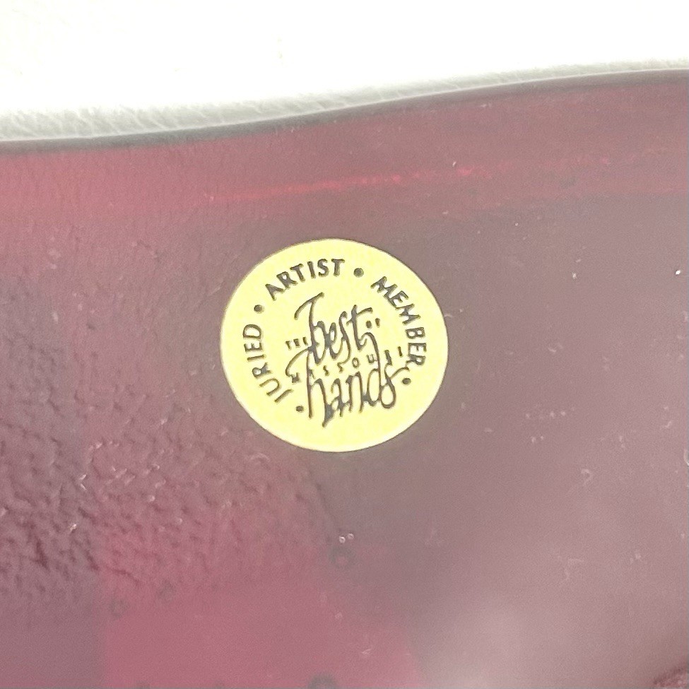 Higgins Style Fused Art Glass Plate Signed by MO Artisan Contemporary Art MINT