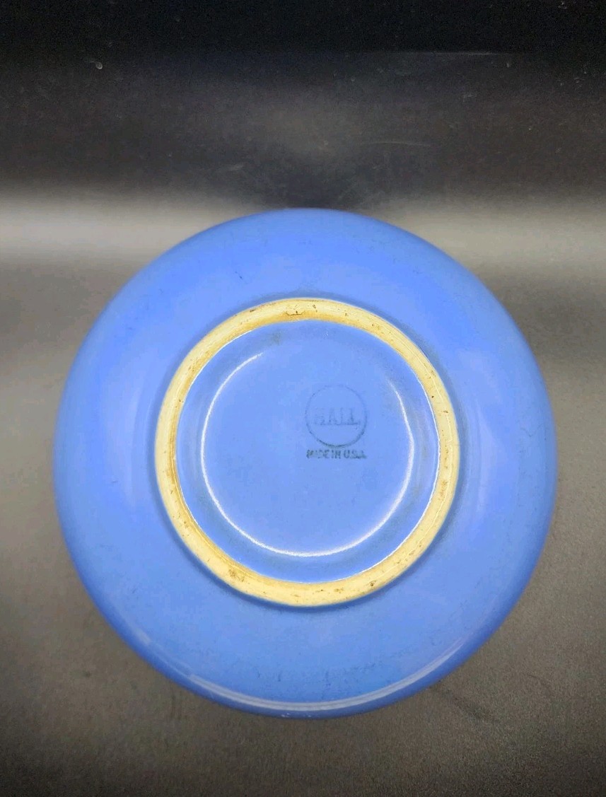 Vintage Hall China Delph Blue Ceramic Mixing Bowl 7.25″ Made in USA