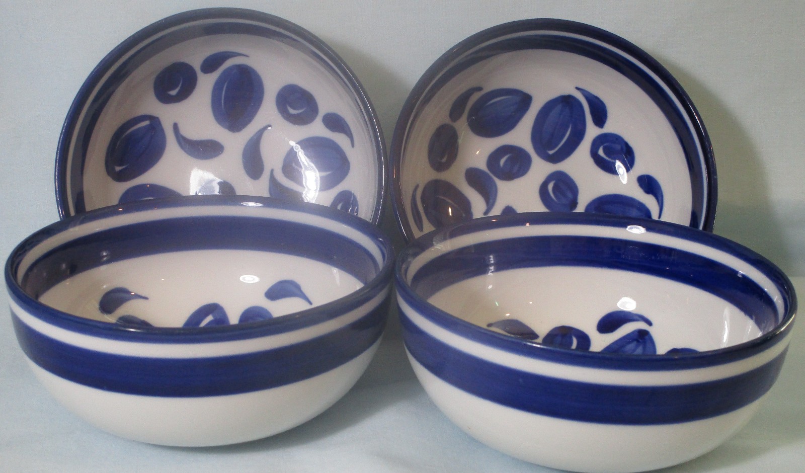 Dansk DAN144 Blue Oval & Swirls Cereal Bowl 5 1/4″ x 2 1/4″ set of 4