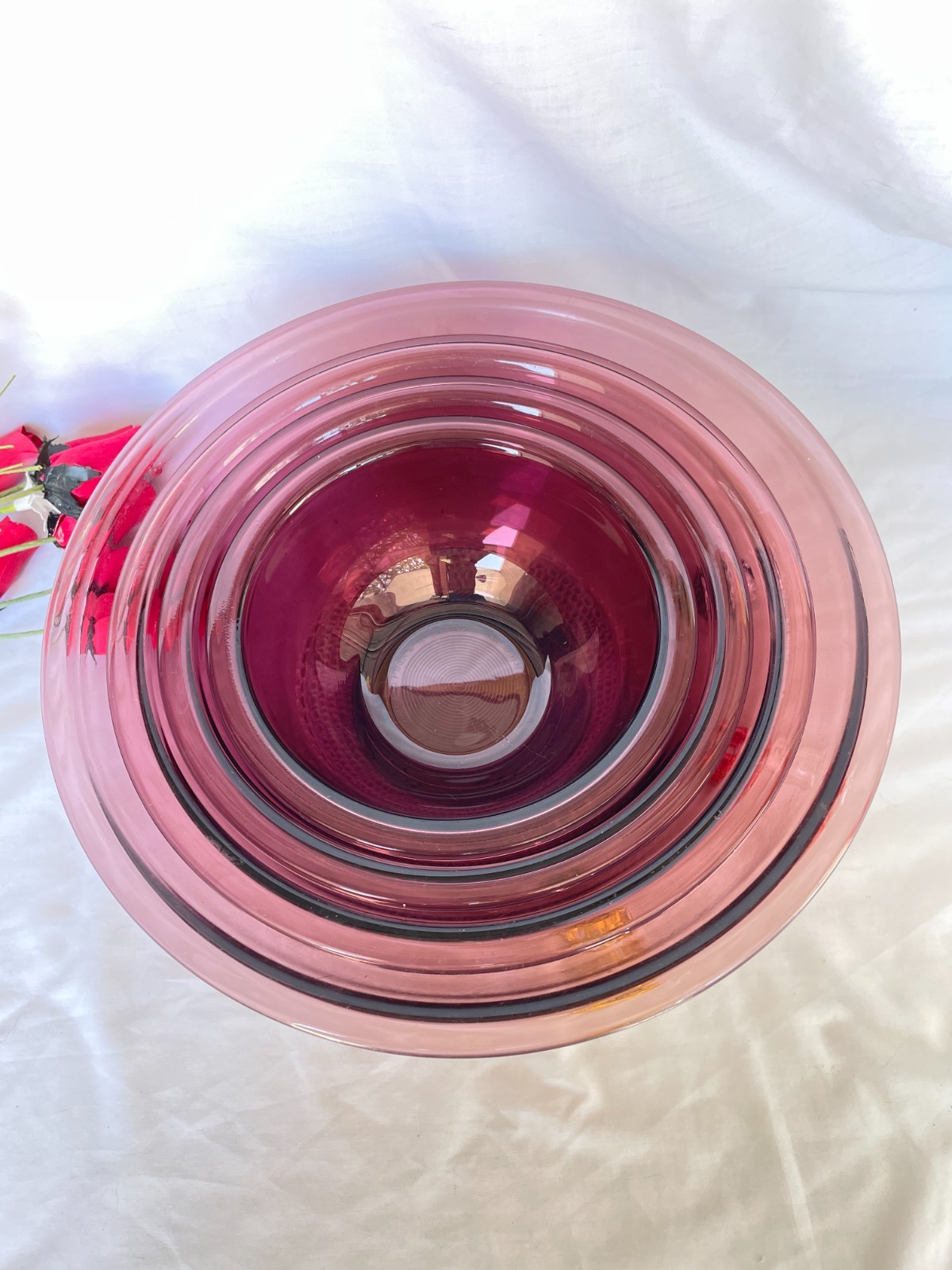 Set of 4 Corning Pyrex Mixing Bowls Cranberry Glass 1-1.5-2.5-4L 322 323 325 326