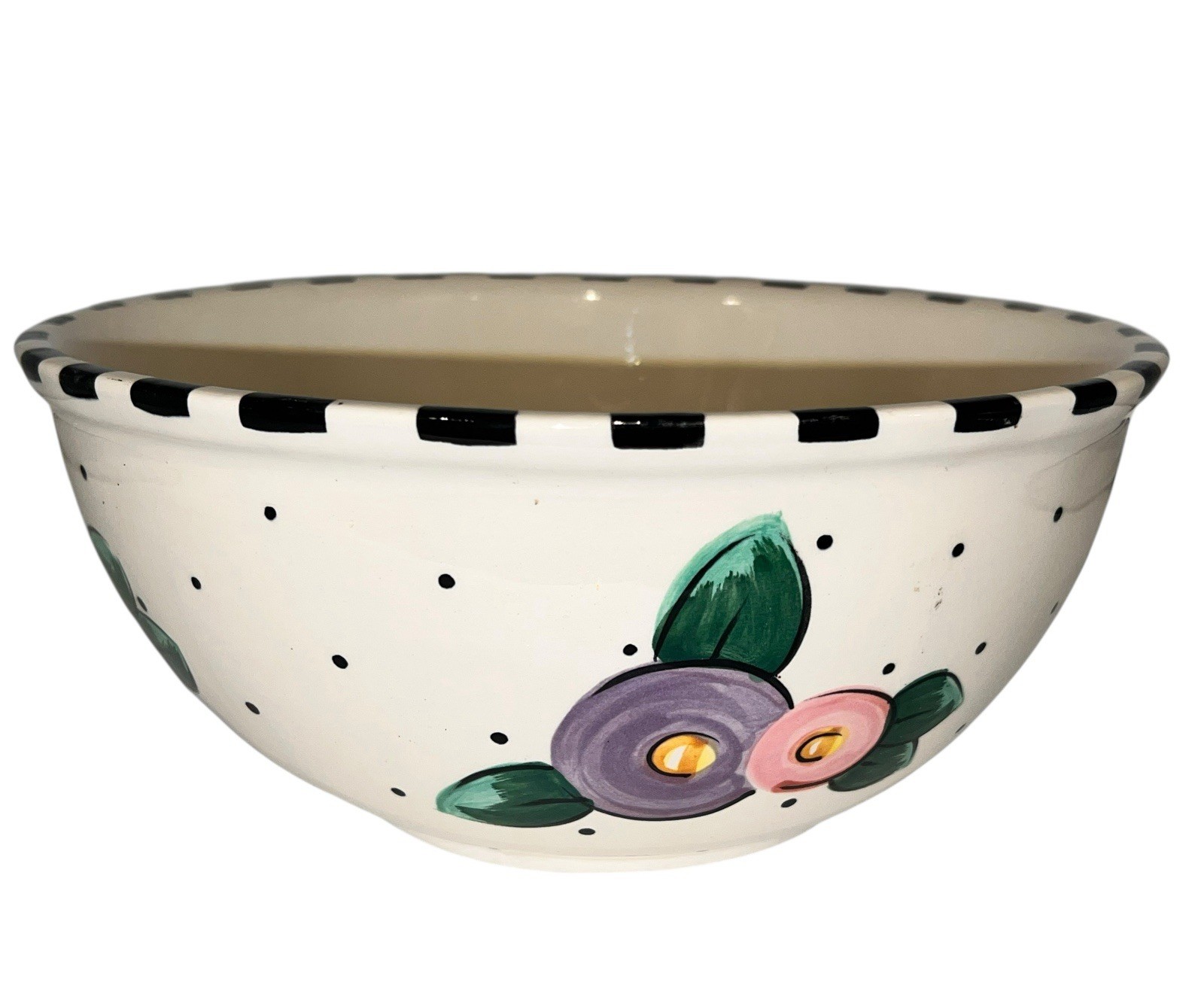 VTG GAETANO Pottery Mary Engelbreit Serving Mixing Bowl Rose Flower Design 1994
