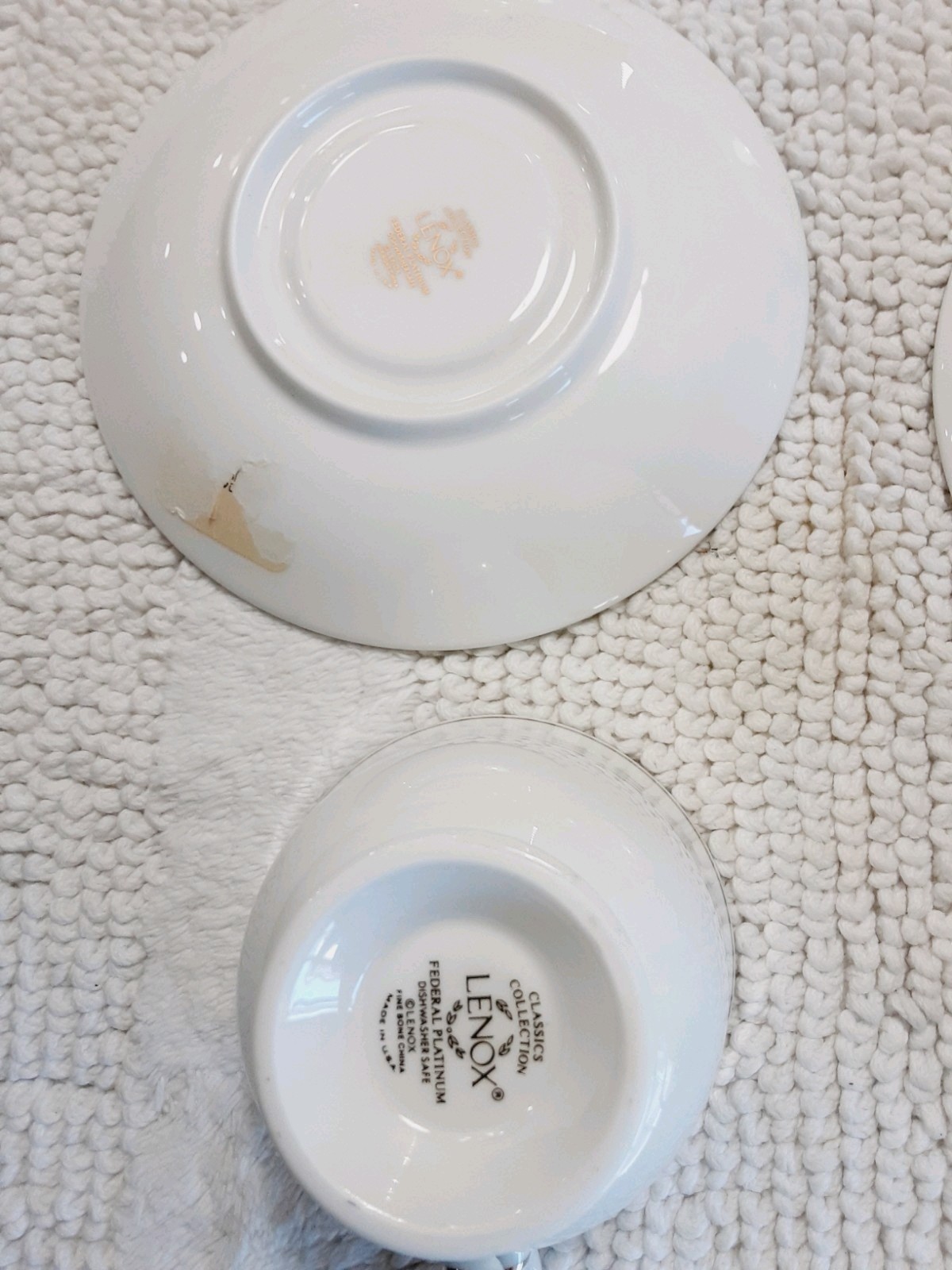 Lenox Federal Platinum Tea Cups & Saucer Classics Collection Bone China Set Of 4