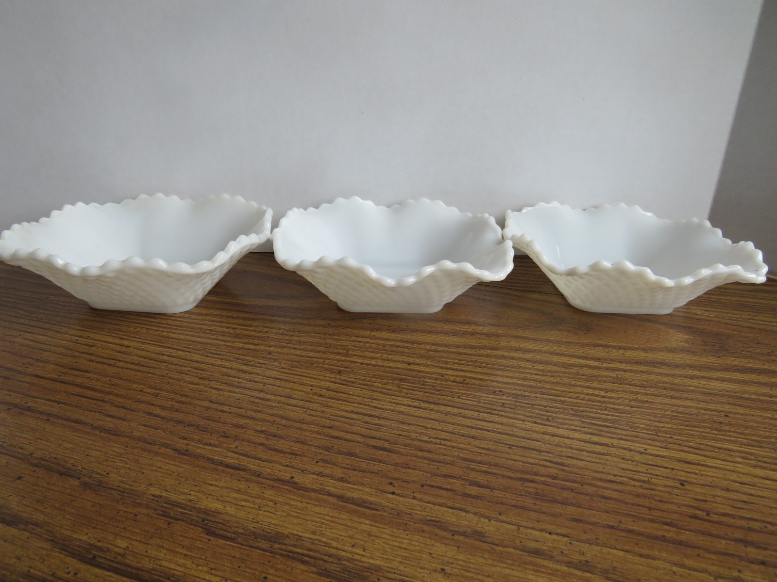 Vtg 3 Westmorland Milk Glass w/ English Hobnail Pattern 6″ Top Diameter Dishes