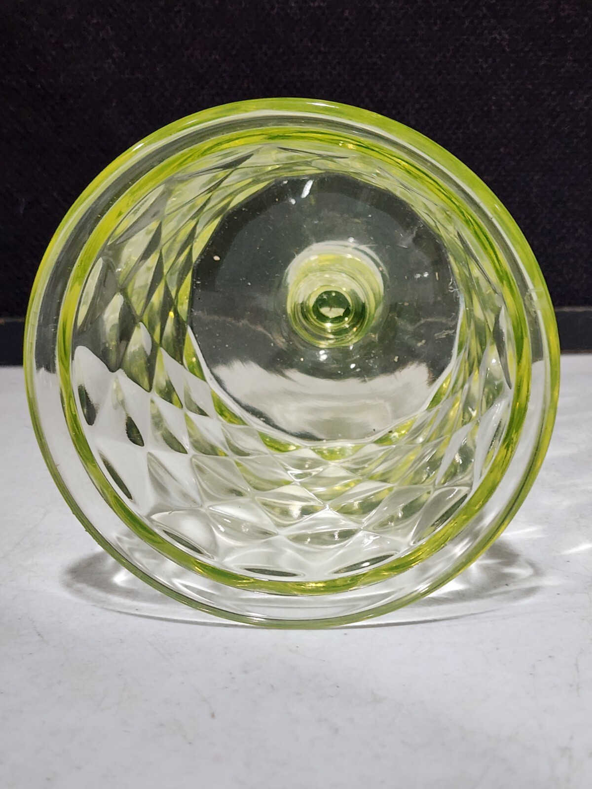 Bryce Brothers Diamond Quilt TALL COVERED DISH 19th Century Yellow Uranium Glass