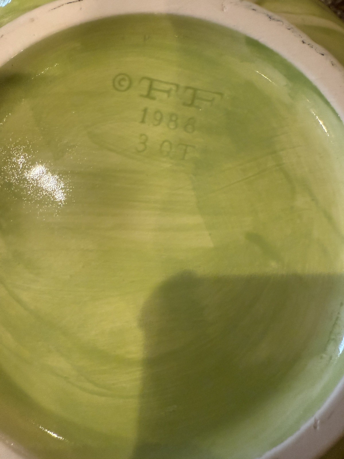 Green Ceramic Lettuce Cabbageware Serving Tureen w Lid, Ladle, ff 1988 3 qt bowl