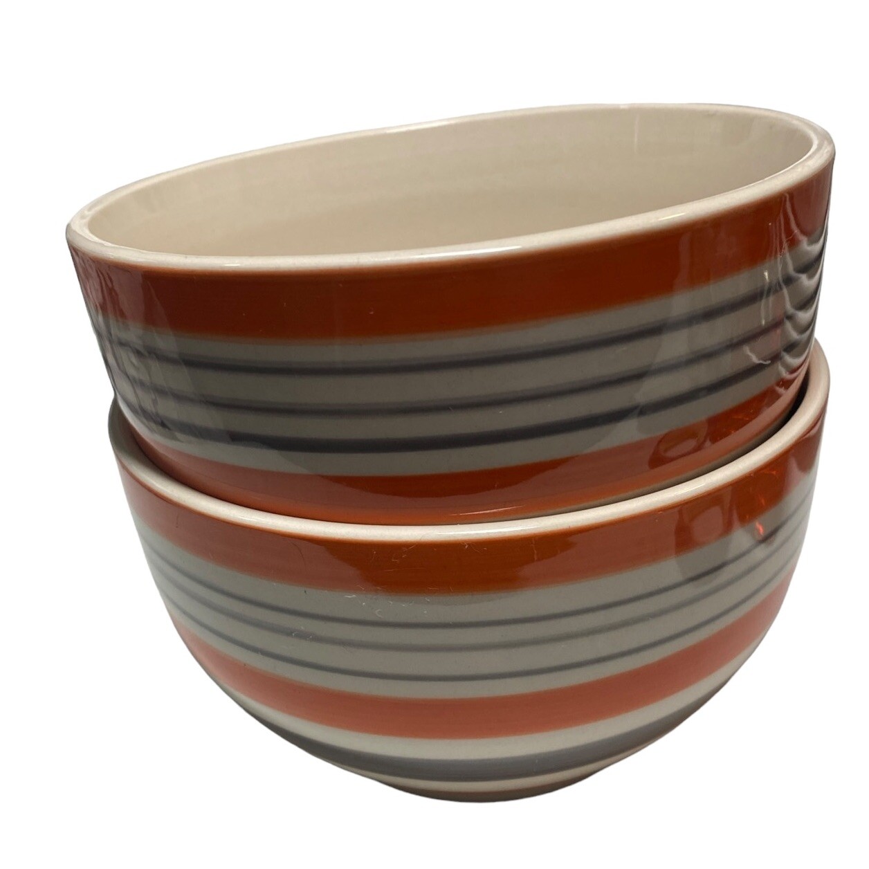 Set Of 2 Tabletops Gallery “GRAYSON” Hand Painted Orange 5 5/8″ Soup Cereal Bowl