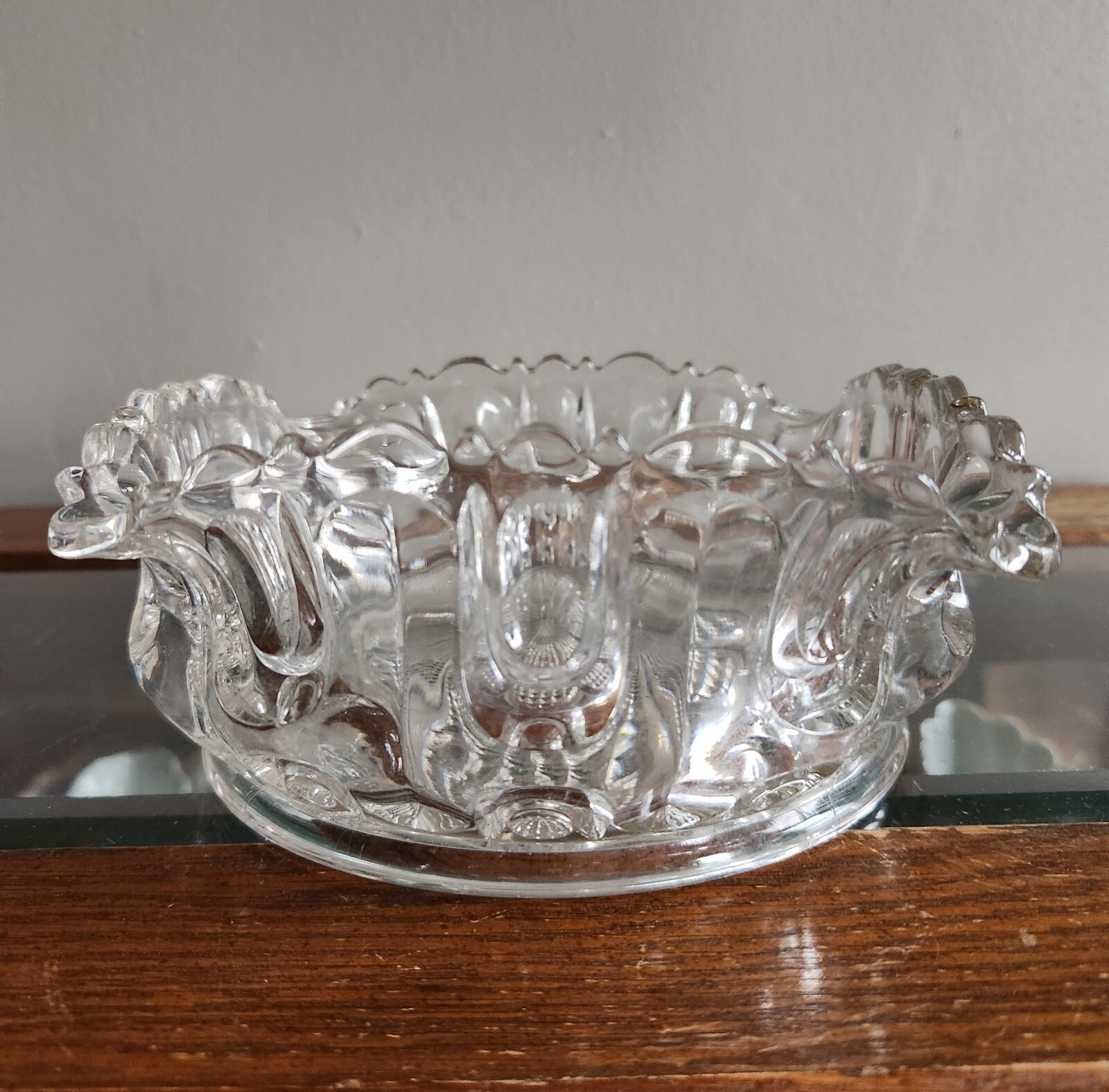 Vintage Clear Glass Bowl or Deep Dish with Fluted Top • 6¼”×6¼”×2⅞”