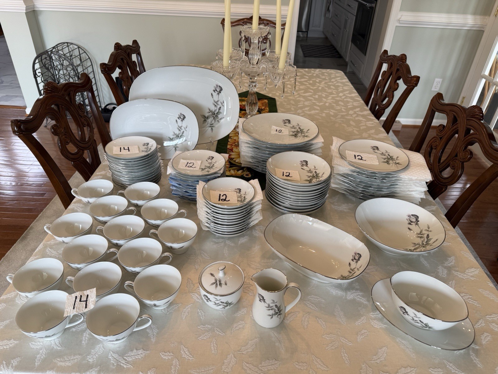 Noritake China Set JANETTE 6604 Service For 12 with Serving Pieces – EUC – 7pc