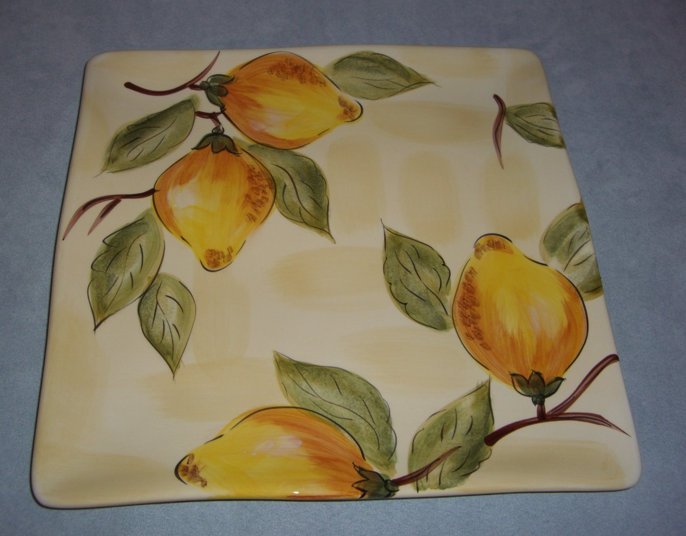 PIER 1 Earthenware Lemon Orchard 11″ Square Dinner Plate NEW