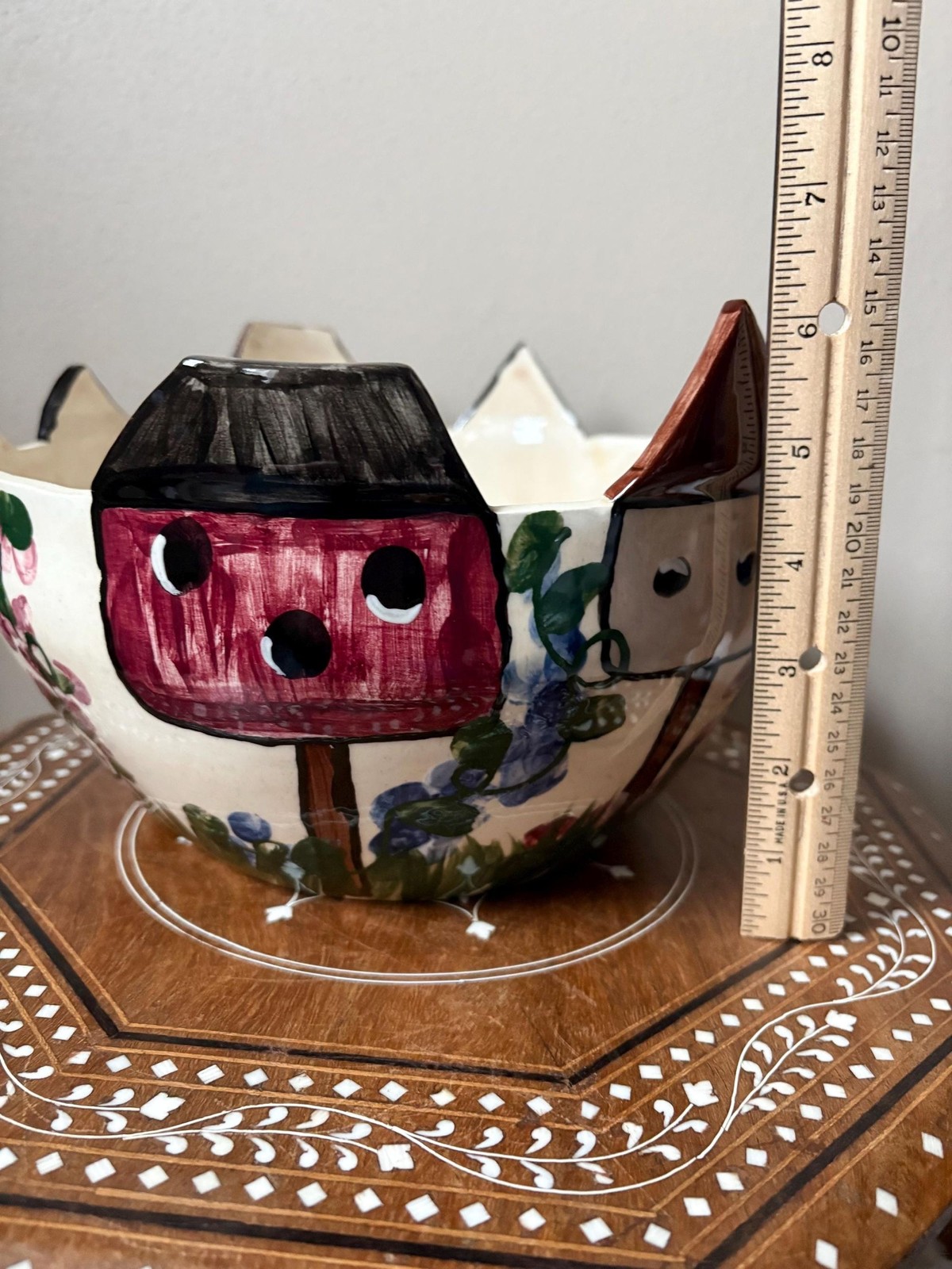 Vintage 1997 Expressly Yours Large Ceramic Serving Bowl Birdhouses