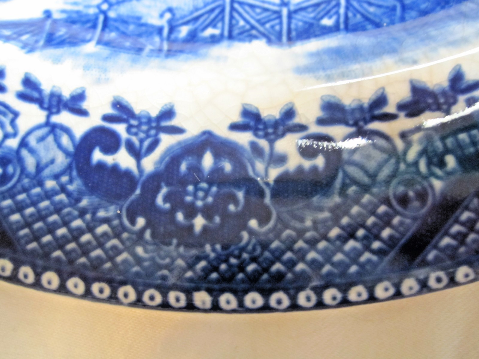 Vtg Rare Made in Occupied Japan Motjama Blue Willow Divided Dinner Plate 10-1/4″