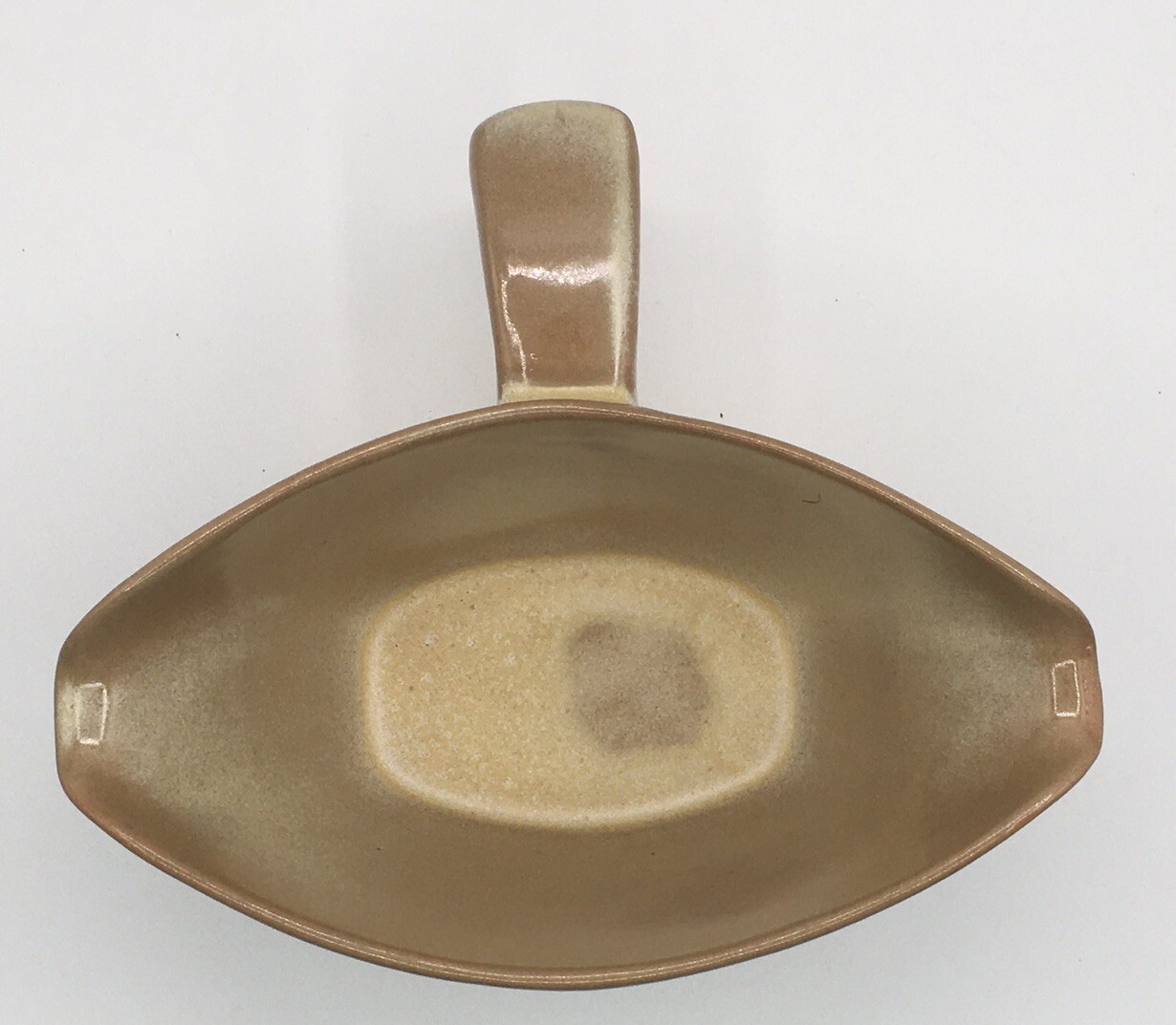 Frankoma 6S Pottery Desert Gold Double Sided Handled Gravy Sauce Boat MCM VTG