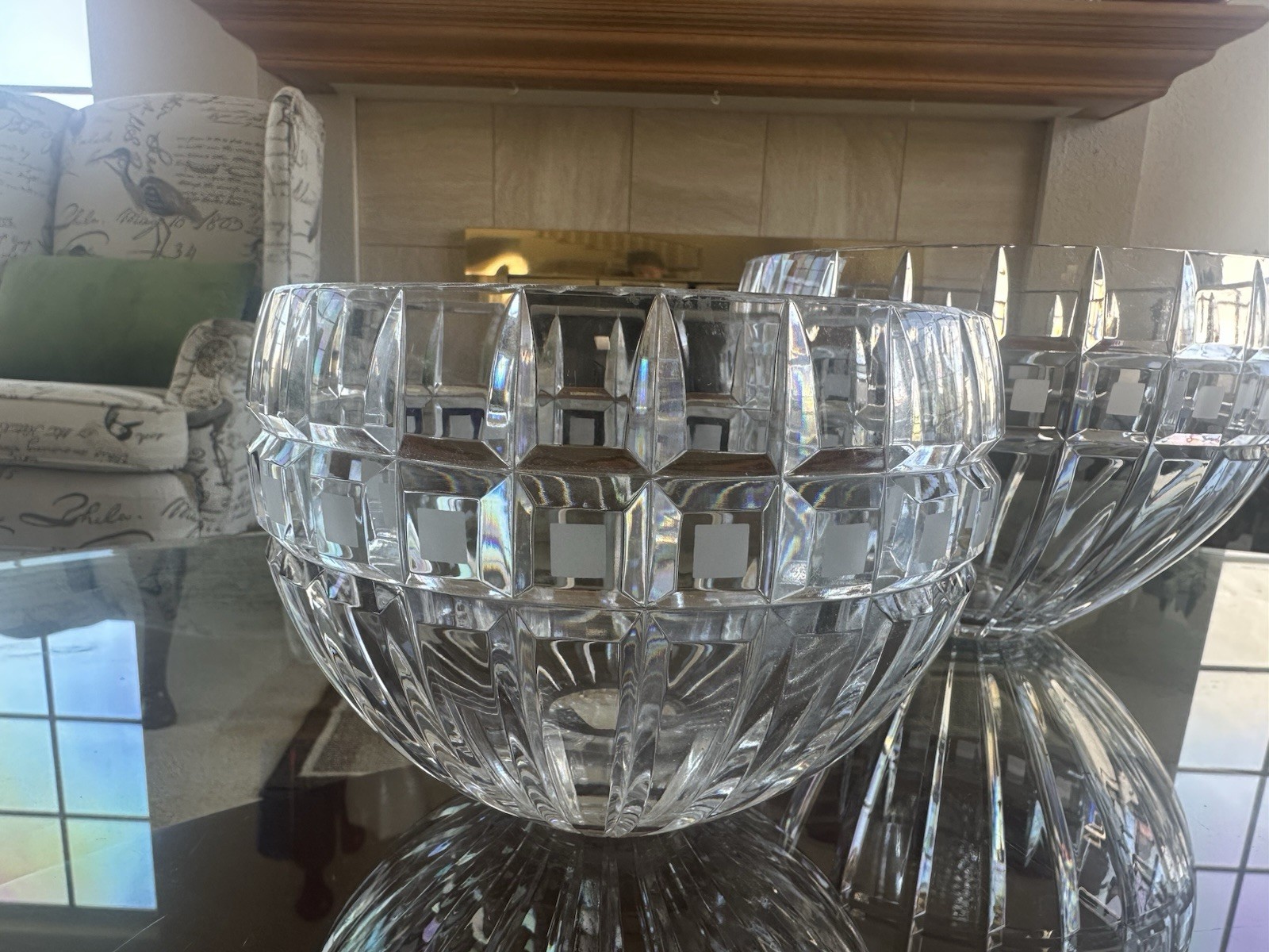 VTG Marquis by Waterford Quadrata Crystal Bowls Signed 3pc Centerpiece Poland