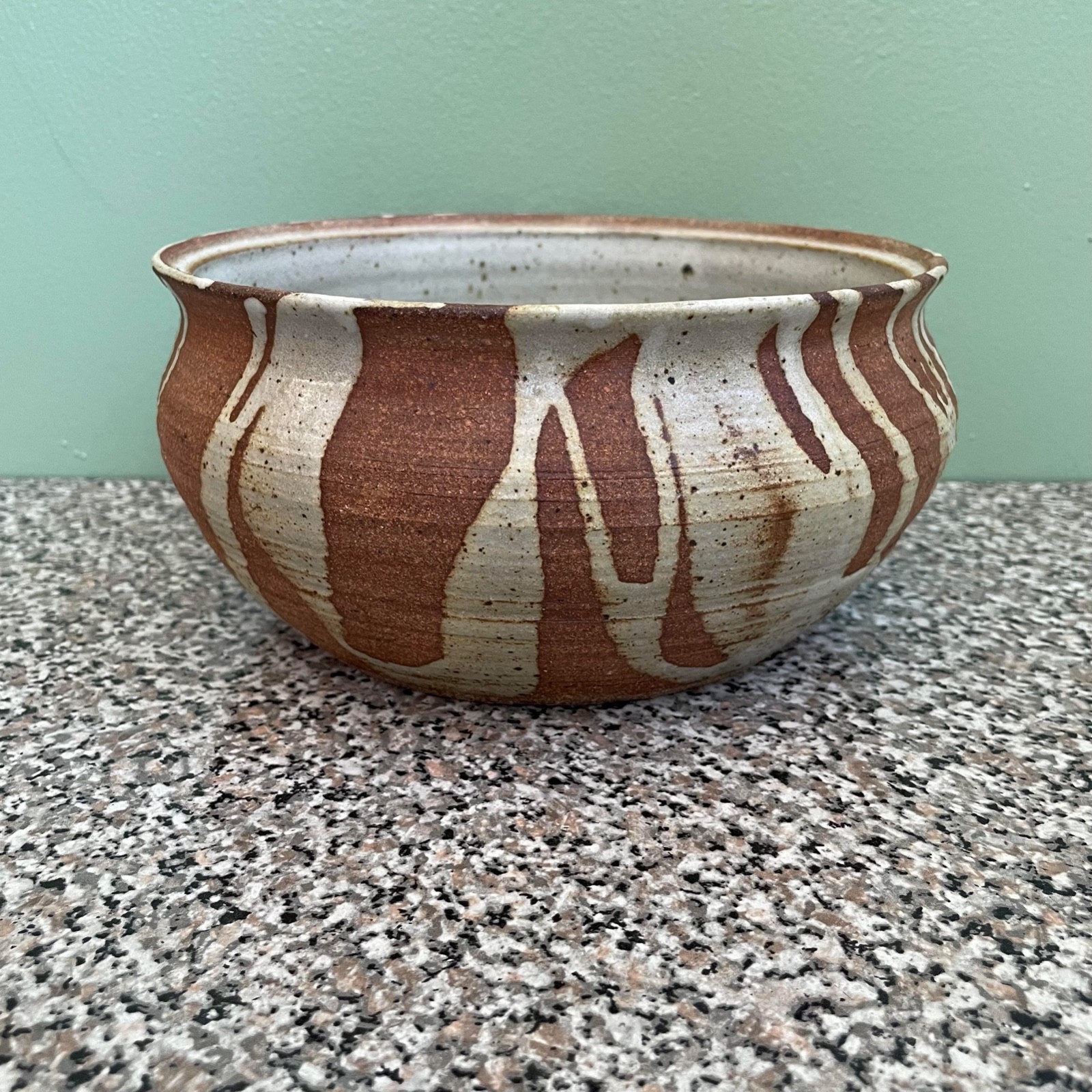 Studio Art Pottery Bowl Glazed Pottery Earth Colors Signed Artist Hand Made