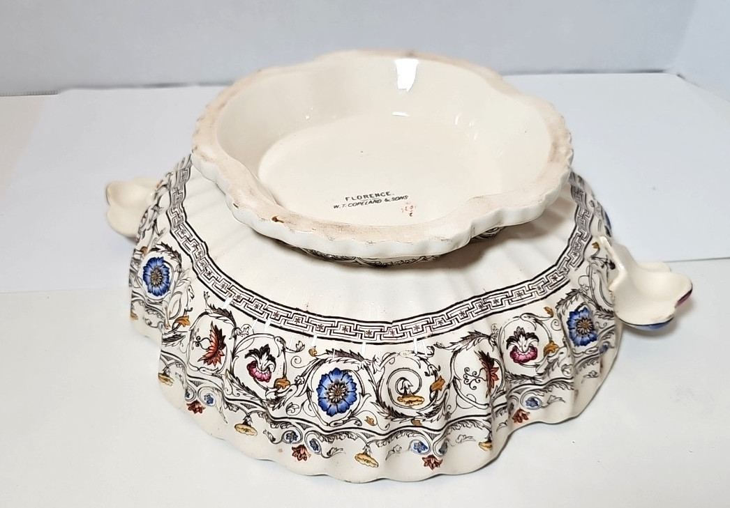 1880 WT Copeland & Sons Florence 9.5″ Round Handled Open Serving Dish U80