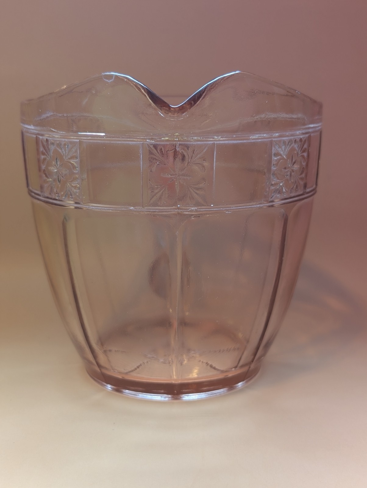 Jeannette Doric Pink Depression Glass Pitcher Vintage 1930s Snowflake
