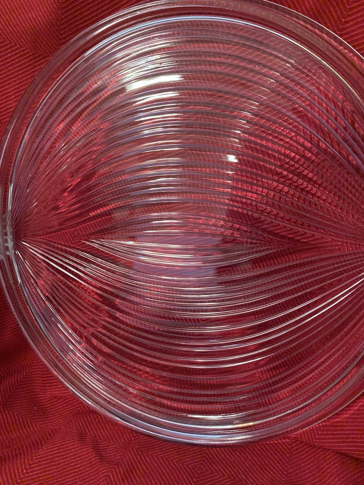 Mikasa Walther Neoclassical Crystal Ribbed Round Frosted Handles 13”Platter EUC