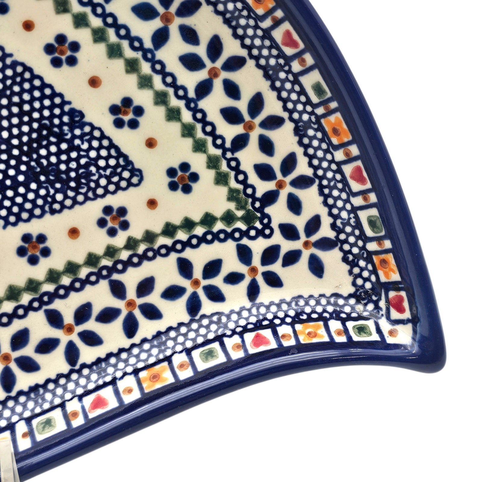 VTG VENA UNIKAT Polish Pottery Teardrop Dish M Hand Painted Boleslawiec 14.25″