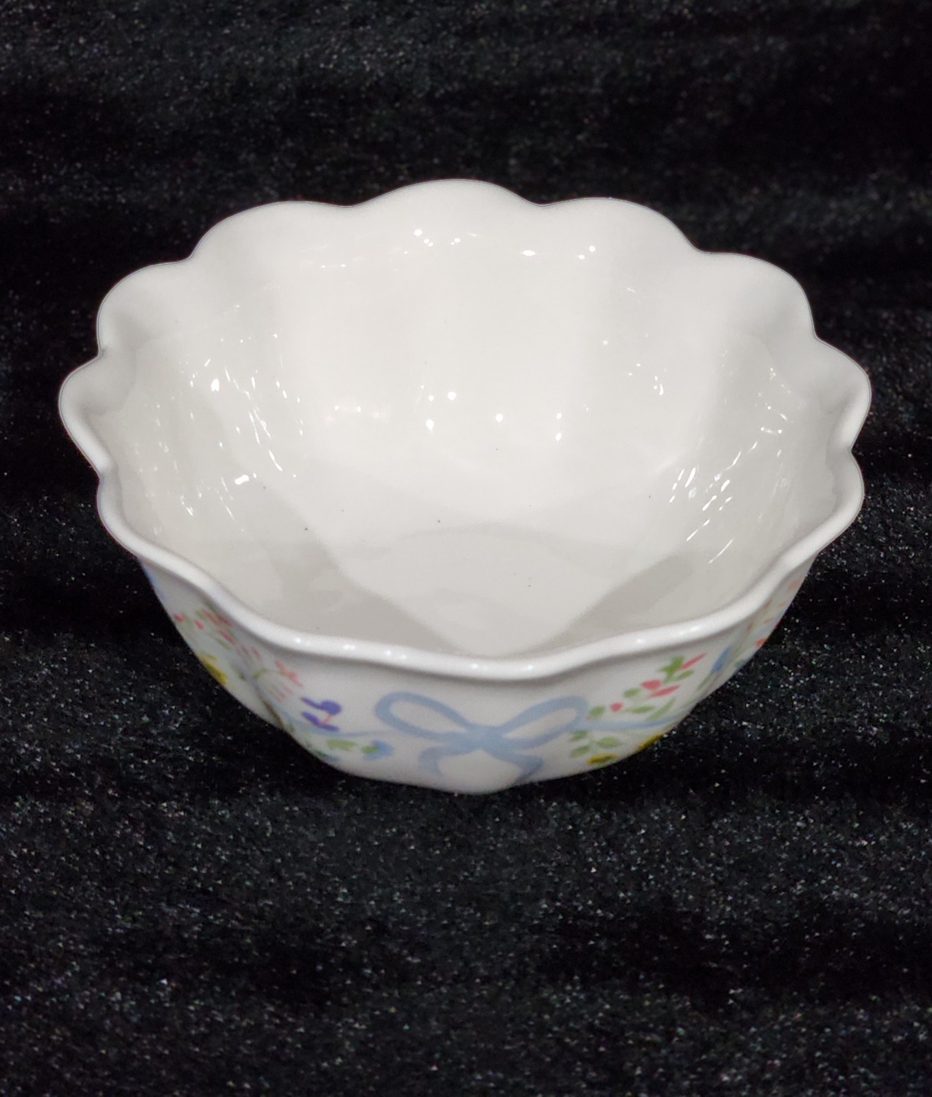 4 Blue Bow Floral Mini Bowls 4″ Ceramic Easter Spring Hobby Lobby Viral Bows HTF