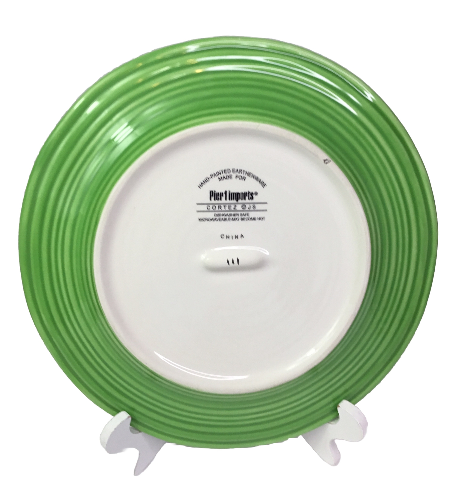 Pier 1 Imports CORTEZ 11” Dinner Plate Hand Painted Earthware Blue Green