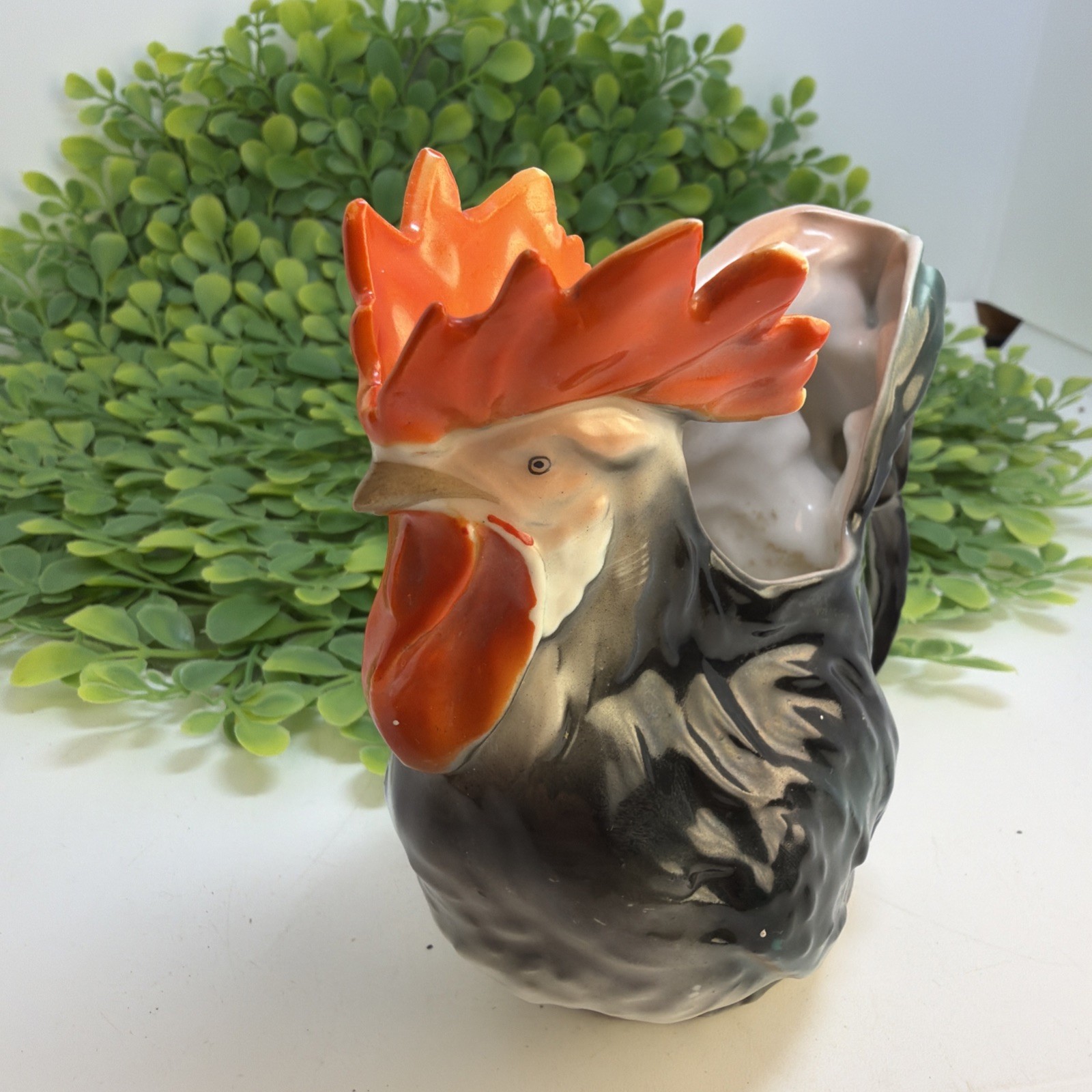 Antique Royal Bayreuth Bavaria Rooster Creamer Pitcher RARE!! 4.25 T Porcelain