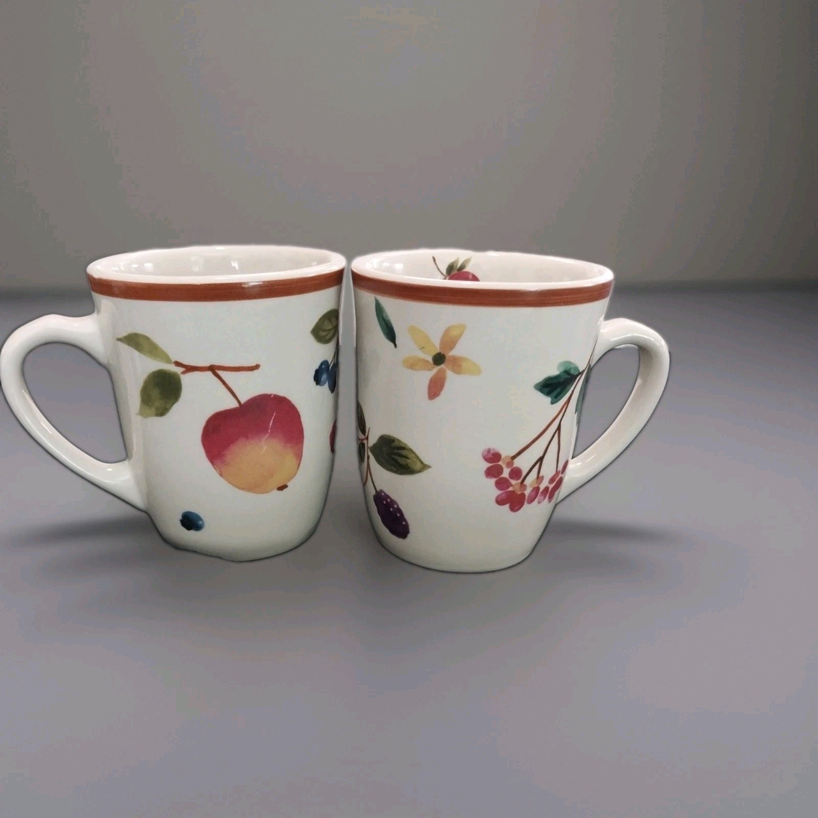 Lot of 2 Longaberger Fruit Medley Coffee Mugs 4-1/2″ Lovely Condition!
