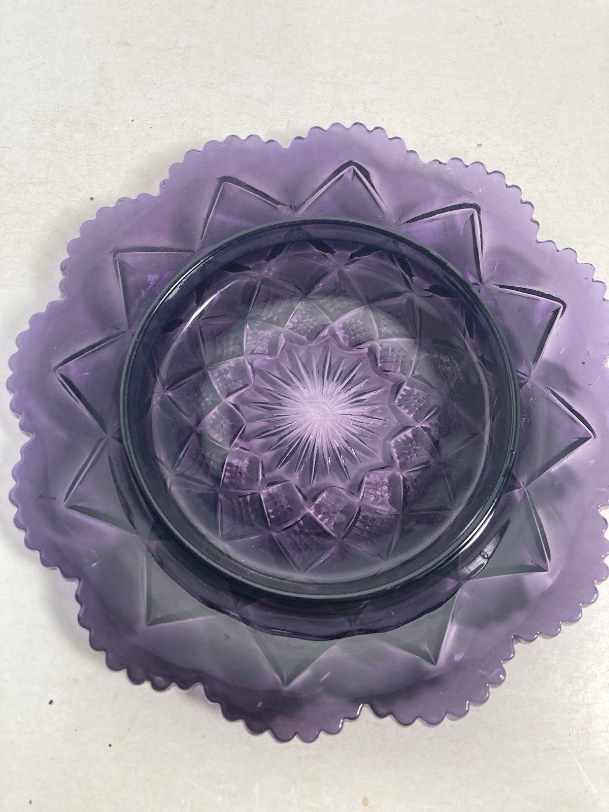Butter dish, irradiated Purple Glass Pressed Glass
