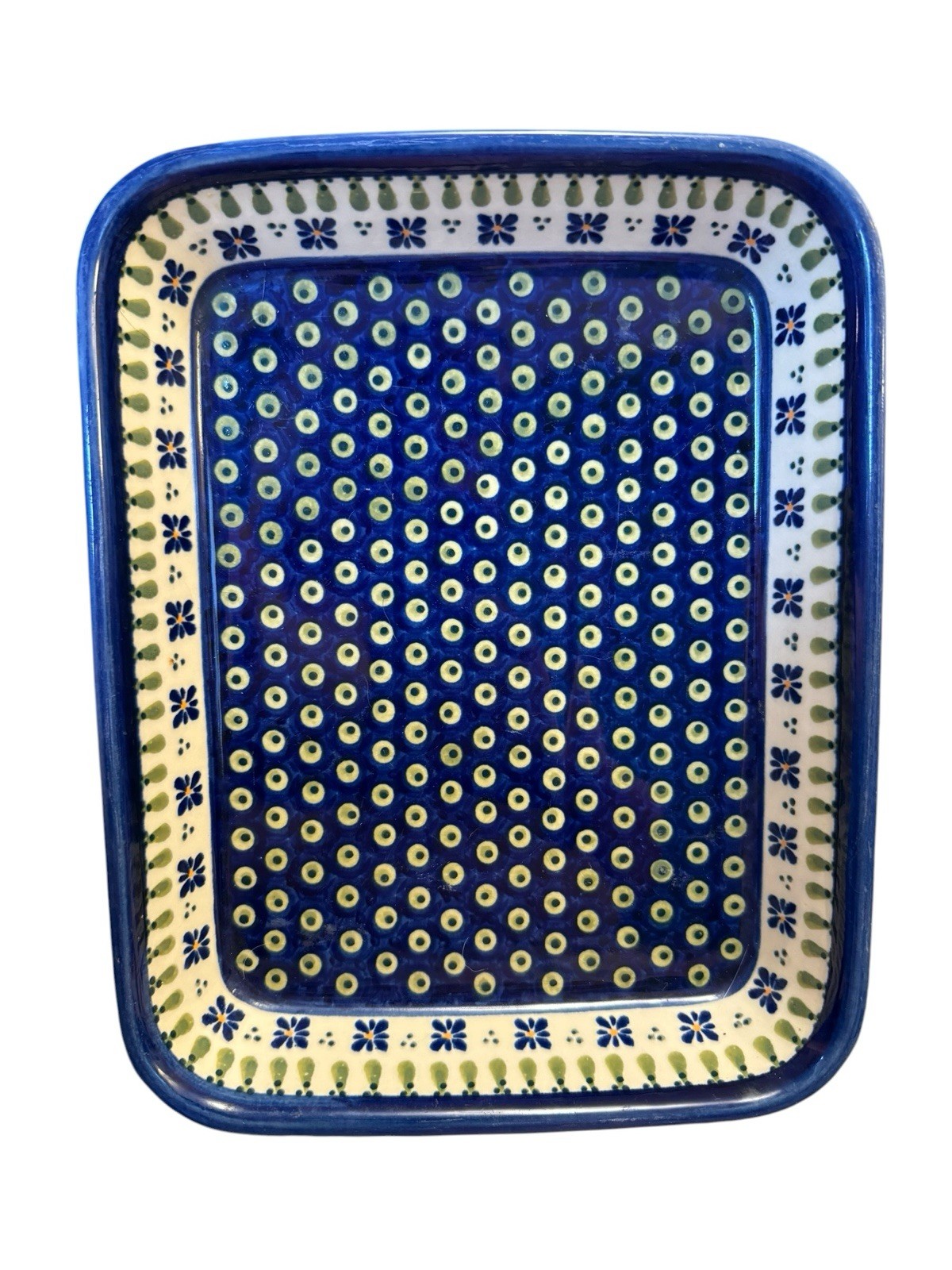 Boleslawiec Polish Pottery Rectangular Casserole Baking Serving Dish Peacock