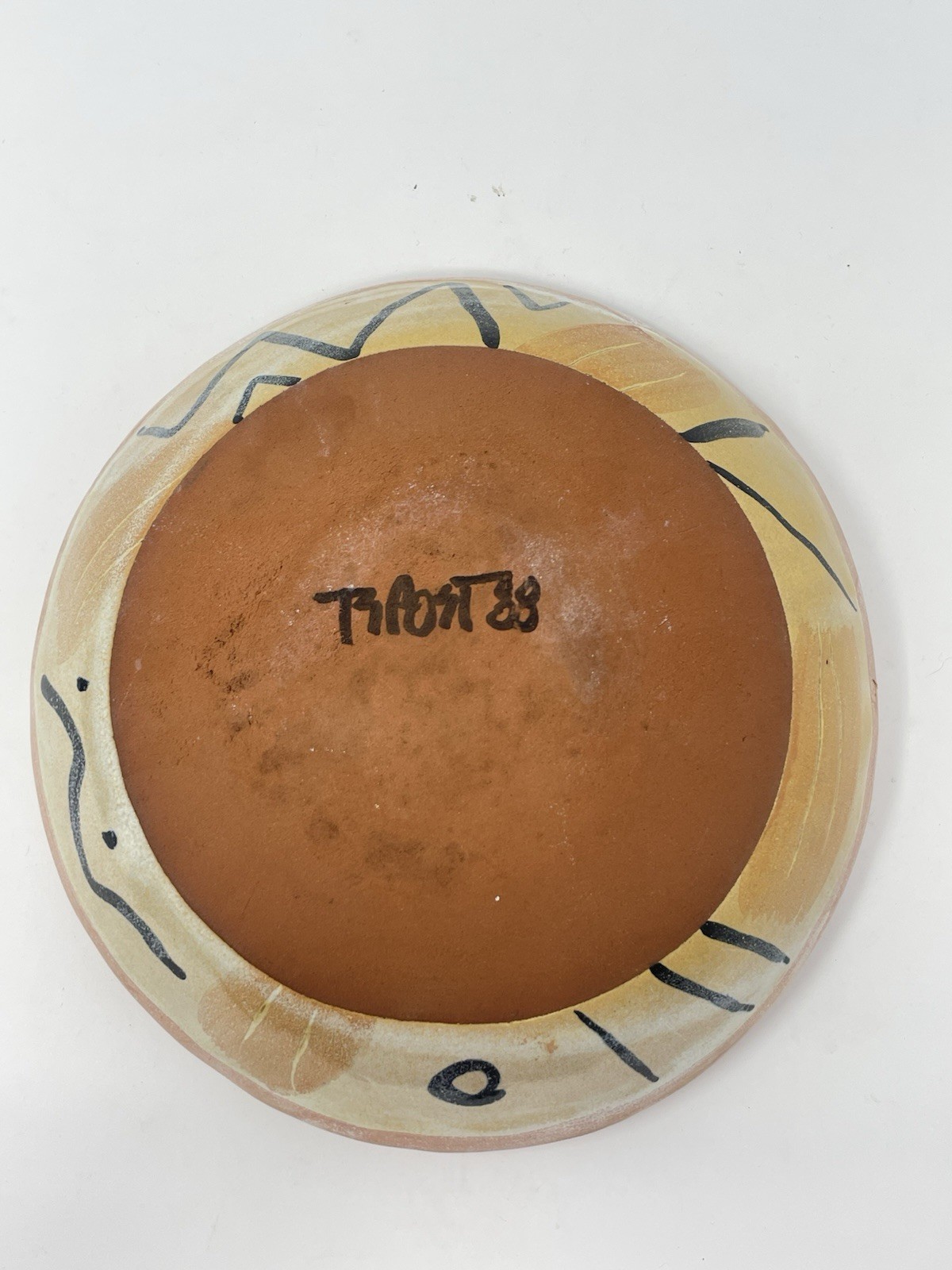 T S Post Pottery Bowl 7.5” 1988 Studio Art Abstract Southwest Signed Vintage