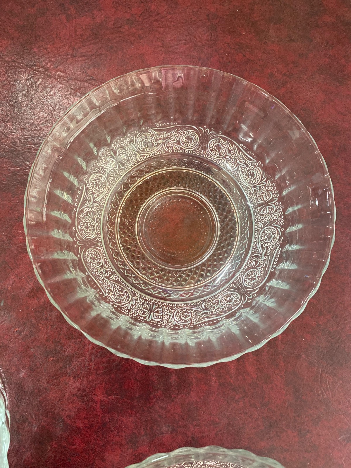 Vintage Bowls Set 3 Sandwich Glass Clear Pressed Glass KIG Malaysia