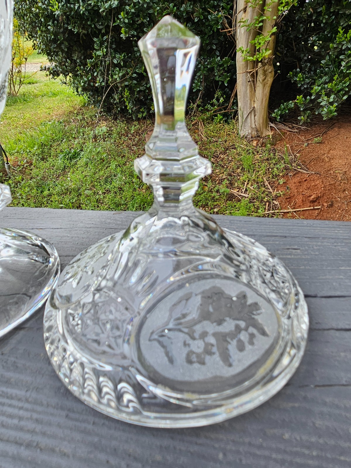 Apothecary Jar Lidded Etched Floral Patterns 14″ Crystal D’Adriana of Yugoslavia