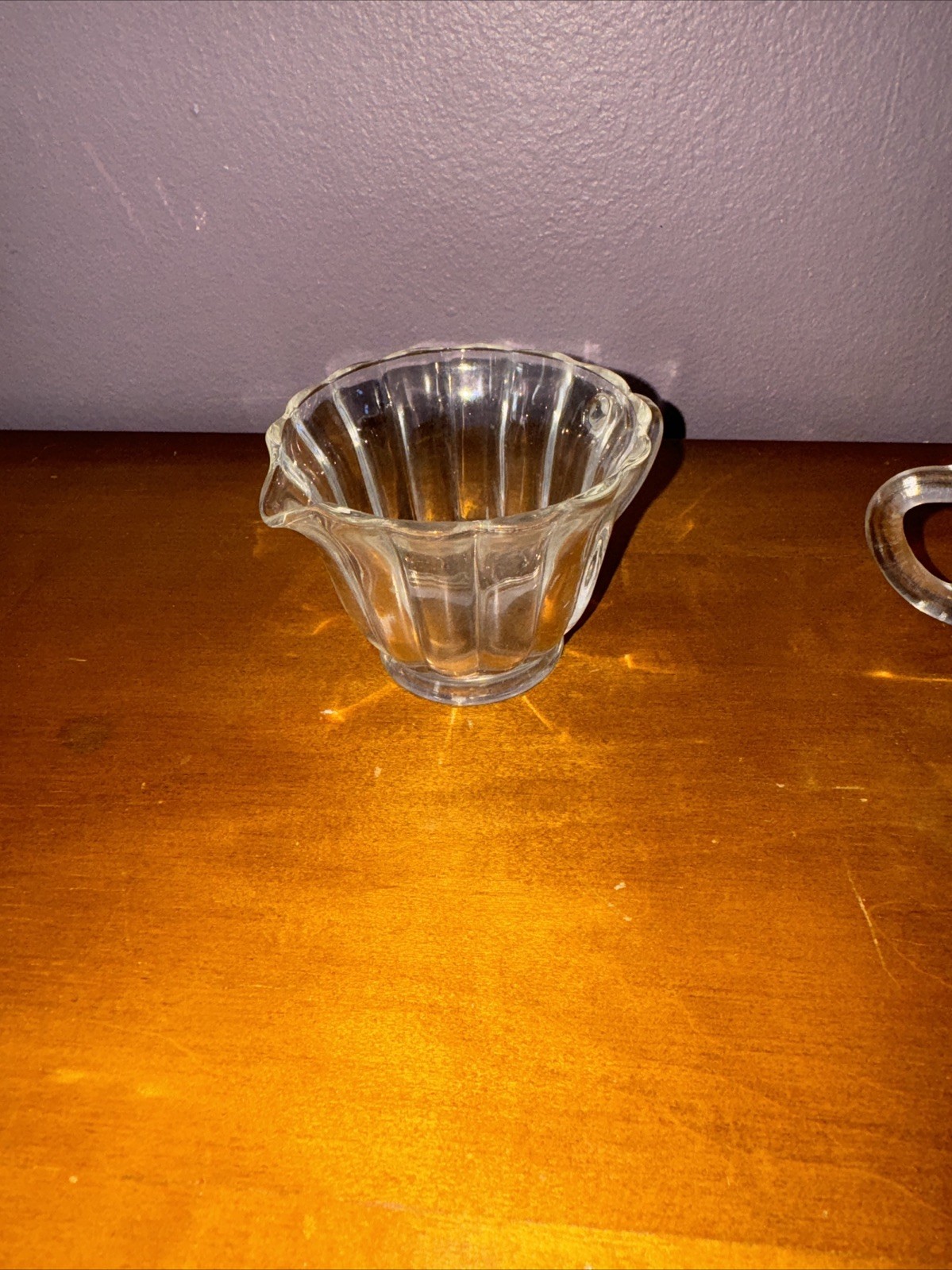 Vintage Clear Glass Ribbed Creamer & Sugar Bowl Set – Elegant Dining Decor