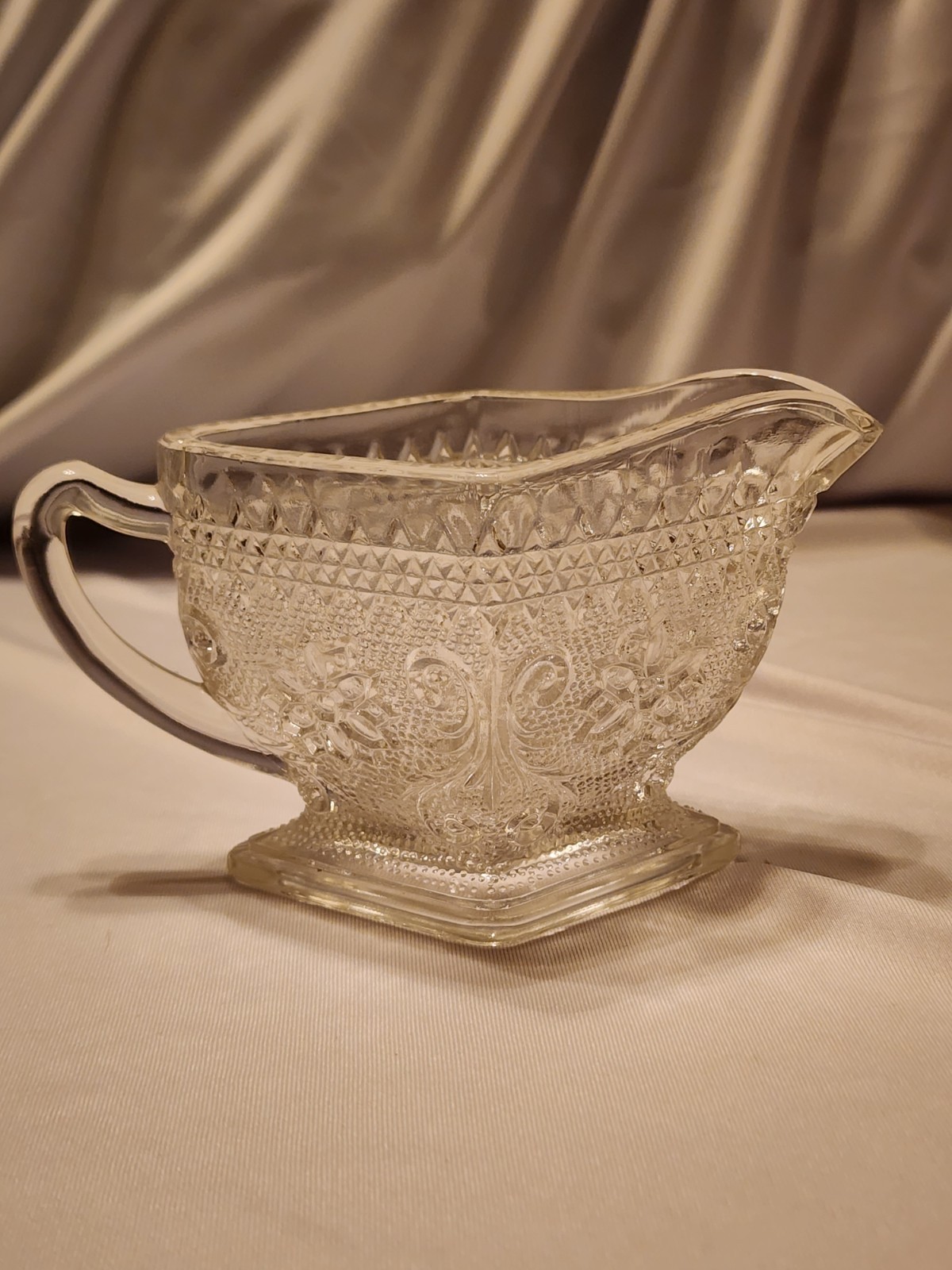 Vintage Indiana Glass Creamer. Tiara Pattern Diamond Shape Creamer/Sauce Boat