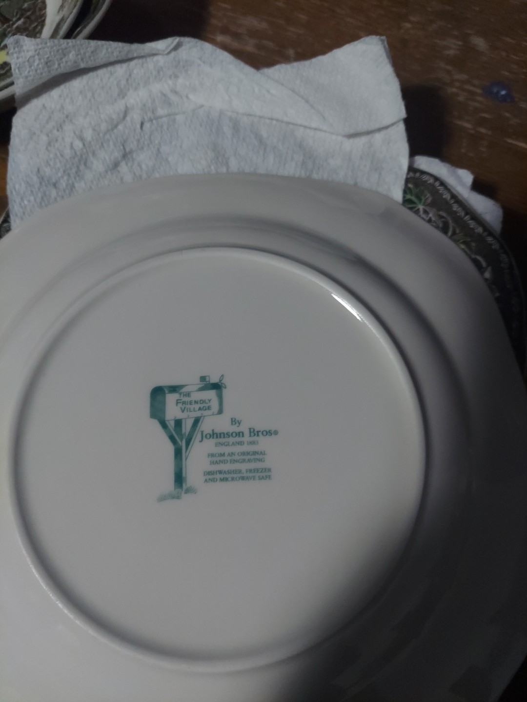 The Friendly Village Covered Bridge Square Salad Plates Johnson Brothers