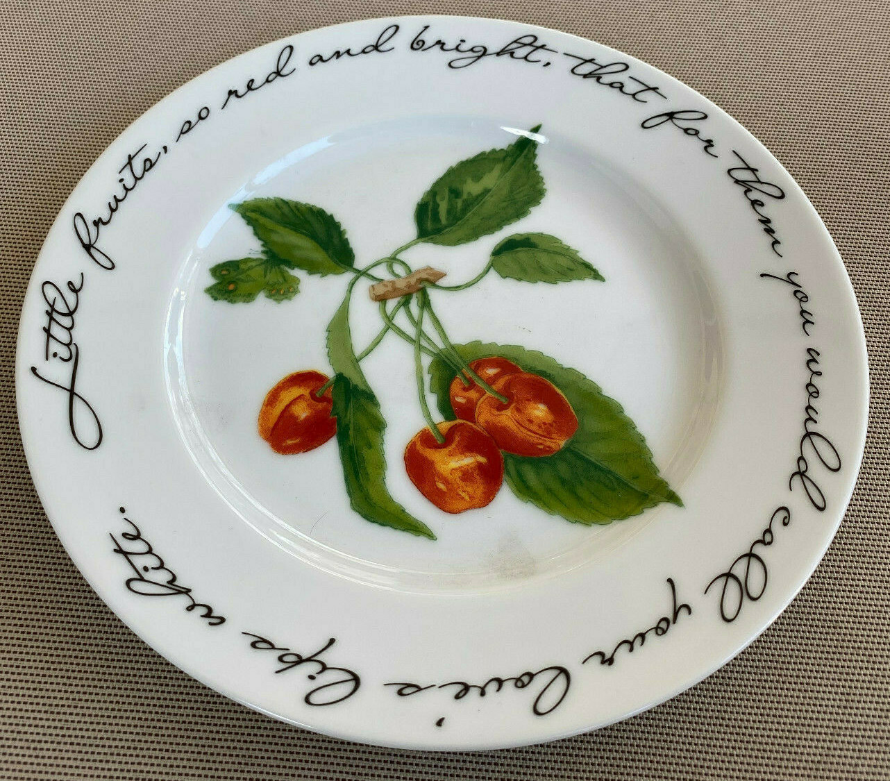 Williams Sonoma Orchard Suite John Donne White Salad 1 Plate Cherry Cherries