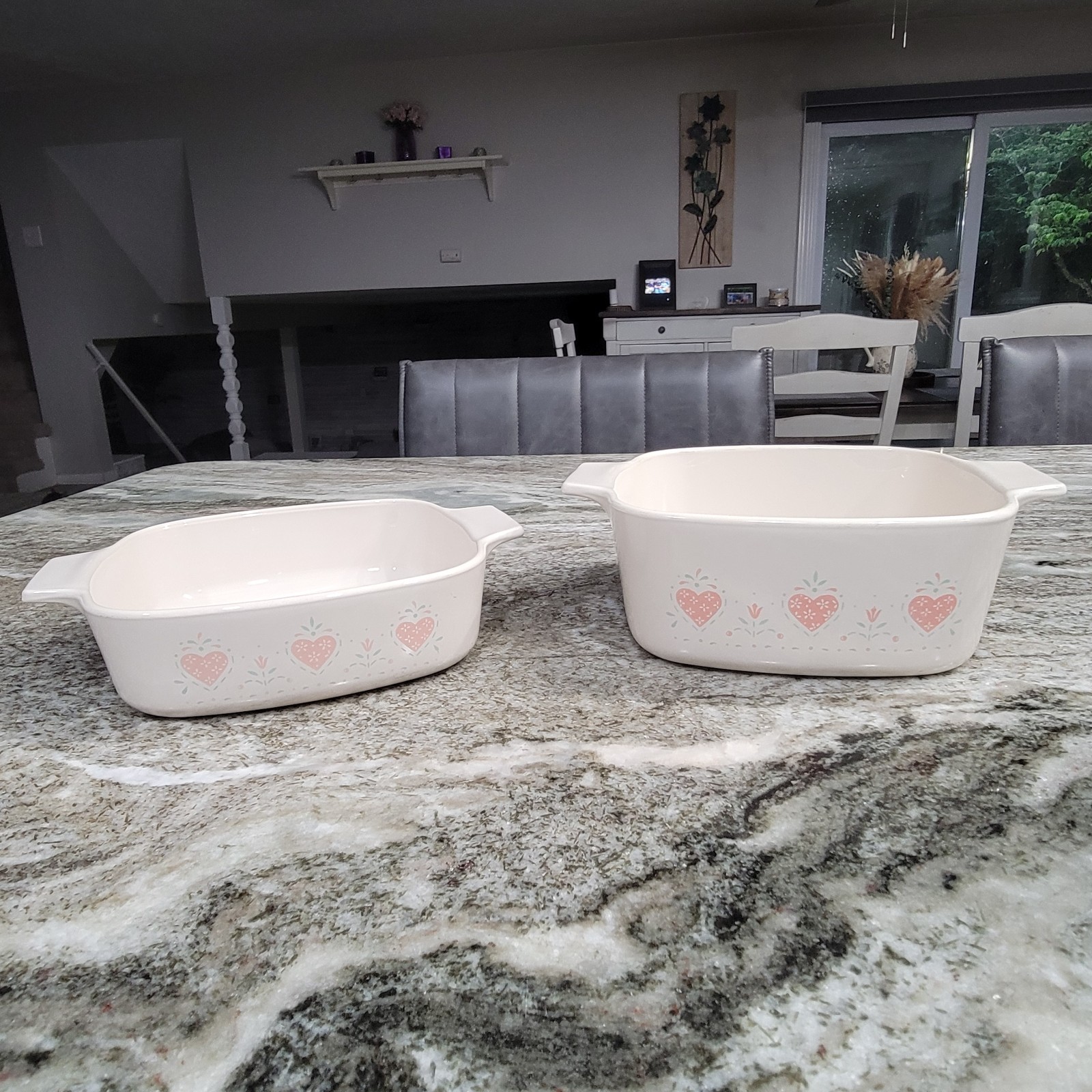 Vintage Corning Ware Forever Yours Heart A-1-B & A-1.5-B Lot Of 2 Casserole