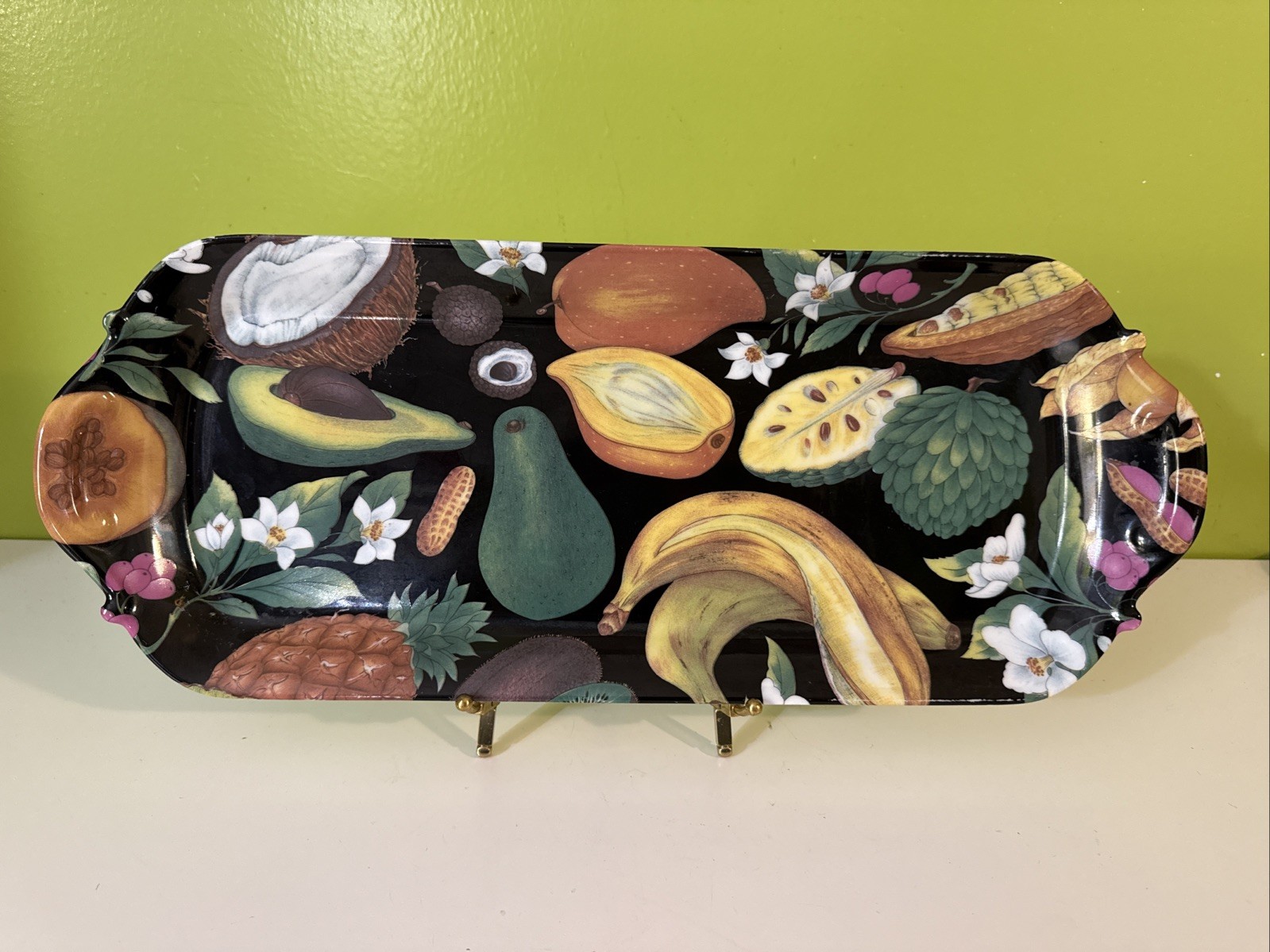 Rare Vintage Philippe Deshoulieres Limoges Tropical Fruits Porcelain Tray 16”