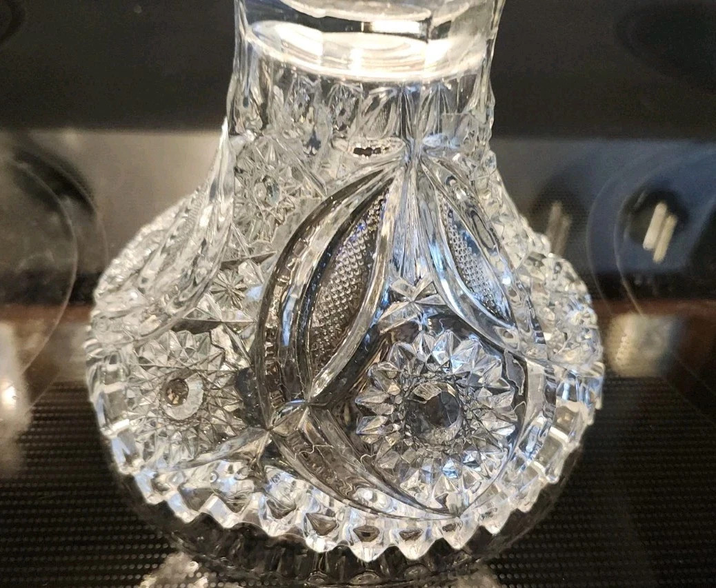 Antique Brilliant Cut Crystal Glass Eggnog Centerpiece Bowl 2 Piece Vintage